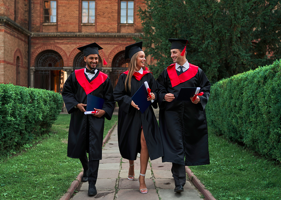 Graduating students celebrating success